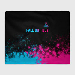 Плед флисовый Fall Out Boy - neon gradient: символ сверху, цвет: 3D-велсофт