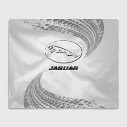 Плед флисовый Jaguar speed на светлом фоне со следами шин, цвет: 3D-велсофт