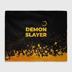 Плед флисовый Demon Slayer - gold gradient: символ сверху, цвет: 3D-велсофт