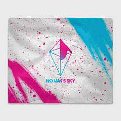 Плед флисовый No Mans Sky neon gradient style, цвет: 3D-велсофт