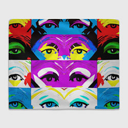 Плед флисовый Eyes - pop art - neural network, цвет: 3D-велсофт