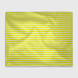 Плед флисовый Жёлтый с белыми полосками, цвет: 3D-велсофт
