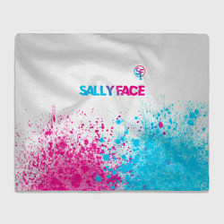 Плед флисовый Sally Face neon gradient style: символ сверху, цвет: 3D-велсофт