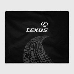 Плед флисовый Lexus speed на темном фоне со следами шин: символ, цвет: 3D-велсофт
