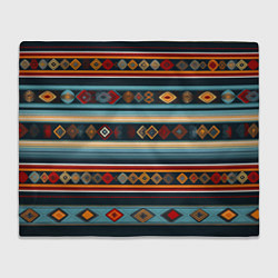 Плед флисовый Этнический орнамент в горизонтальную полоску, цвет: 3D-велсофт