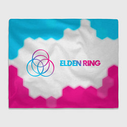 Плед флисовый Elden Ring neon gradient style по-горизонтали, цвет: 3D-велсофт