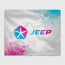 Плед флисовый Jeep neon gradient style по-горизонтали, цвет: 3D-велсофт