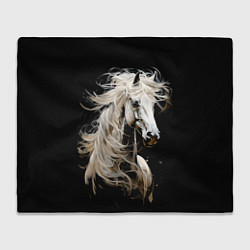 Плед флисовый Лошадь белая в ночи, цвет: 3D-велсофт