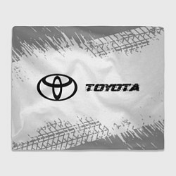 Плед флисовый Toyota speed на светлом фоне со следами шин по-гор, цвет: 3D-велсофт