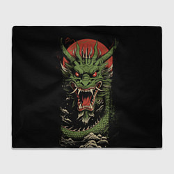 Плед флисовый Зеленый дракон с открытой пастью, цвет: 3D-велсофт