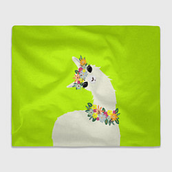 Плед флисовый Летняя лама - альпака в венке, цвет: 3D-велсофт