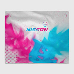 Плед флисовый Nissan neon gradient style посередине, цвет: 3D-велсофт