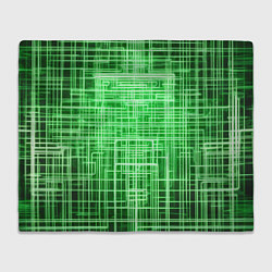 Плед флисовый Зелёные неоновые полосы киберпанк, цвет: 3D-велсофт