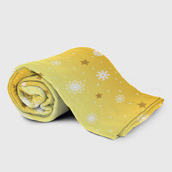 Плед флисовый Снежинки и звезды на желтом, цвет: 3D-велсофт — фото 2