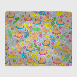 Плед флисовый Семья капибар на отдыхе, цвет: 3D-велсофт