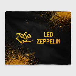 Плед флисовый Led Zeppelin - gold gradient по-горизонтали, цвет: 3D-велсофт
