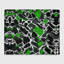 Плед флисовый Кляксы чёрные и зелёные, цвет: 3D-велсофт