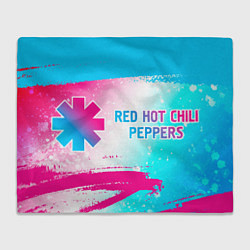 Плед флисовый Red Hot Chili Peppers neon gradient style по-гориз, цвет: 3D-велсофт