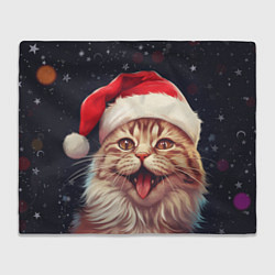 Плед флисовый New Years mood from Santa the cat, цвет: 3D-велсофт