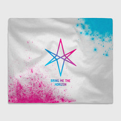 Плед флисовый Bring Me the Horizon neon gradient style, цвет: 3D-велсофт
