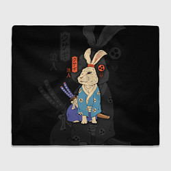 Плед флисовый Заяц японский самурай, цвет: 3D-велсофт