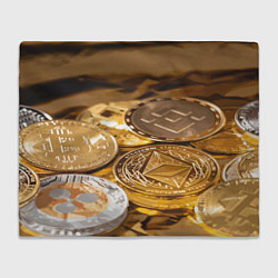 Плед флисовый Виртуальные монеты, цвет: 3D-велсофт