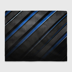 Плед флисовый Black blue lines, цвет: 3D-велсофт
