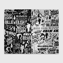 Плед флисовый Billie Eilish чернобелые битва лого, цвет: 3D-велсофт