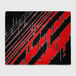Плед флисовый Киберпанк линии красные, цвет: 3D-велсофт