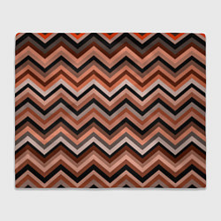 Плед флисовый Ломаные полосы коричневый, цвет: 3D-велсофт