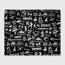 Плед флисовый Fortnite alllogo black, цвет: 3D-велсофт