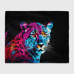 Плед флисовый Леопард в неоновых цветах, цвет: 3D-велсофт