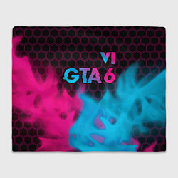 Плед флисовый GTA 6 - neon gradient посередине, цвет: 3D-велсофт