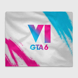 Плед флисовый GTA 6 neon gradient style, цвет: 3D-велсофт