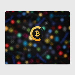 Плед флисовый Bitcoin logo criptomoney, цвет: 3D-велсофт