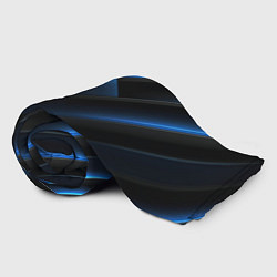 Плед флисовый Черный абстрактный фон и синие неоновые вставки, цвет: 3D-велсофт — фото 2