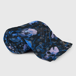 Плед флисовый Синие черепа на чёрном фоне, цвет: 3D-велсофт — фото 2