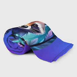 Плед флисовый Енот мультяшный красочный, цвет: 3D-велсофт — фото 2
