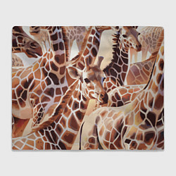 Плед флисовый Жирафы - африканский паттерн, цвет: 3D-велсофт
