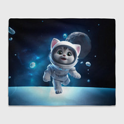 Плед флисовый Котёнок в космосе, цвет: 3D-велсофт