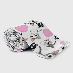 Плед флисовый Влюблённый котик аниме и сердечки, цвет: 3D-велсофт — фото 2