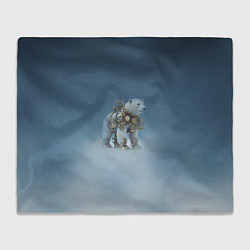 Плед флисовый Белый северный медведь в стиле стимпанк, цвет: 3D-велсофт