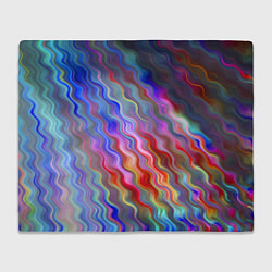 Плед флисовый Волнистые разноцветные линии, цвет: 3D-велсофт