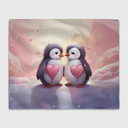 Плед флисовый Два влюбленных пингвина, цвет: 3D-велсофт