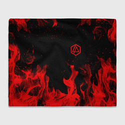Плед флисовый Linkin Park красный огонь лого, цвет: 3D-велсофт