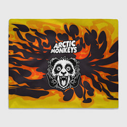 Плед флисовый Arctic Monkeys рок панда и огонь, цвет: 3D-велсофт