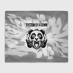 Плед флисовый System of a Down рок панда на светлом фоне, цвет: 3D-велсофт