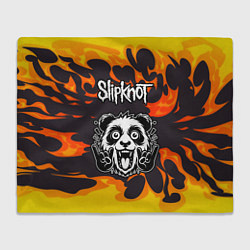 Плед флисовый Slipknot рок панда и огонь, цвет: 3D-велсофт