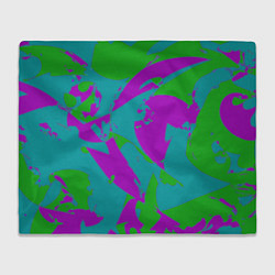 Плед флисовый Бирюзово-зелёная абстракция, цвет: 3D-велсофт