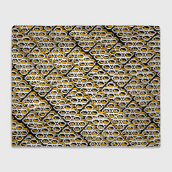 Плед флисовый Жёлто-белый узор на чёрном фоне, цвет: 3D-велсофт